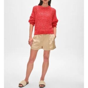 White + Warren Cashmere Sweater Marled Mesh NATURAL Orange Pink Crewneck Size XS